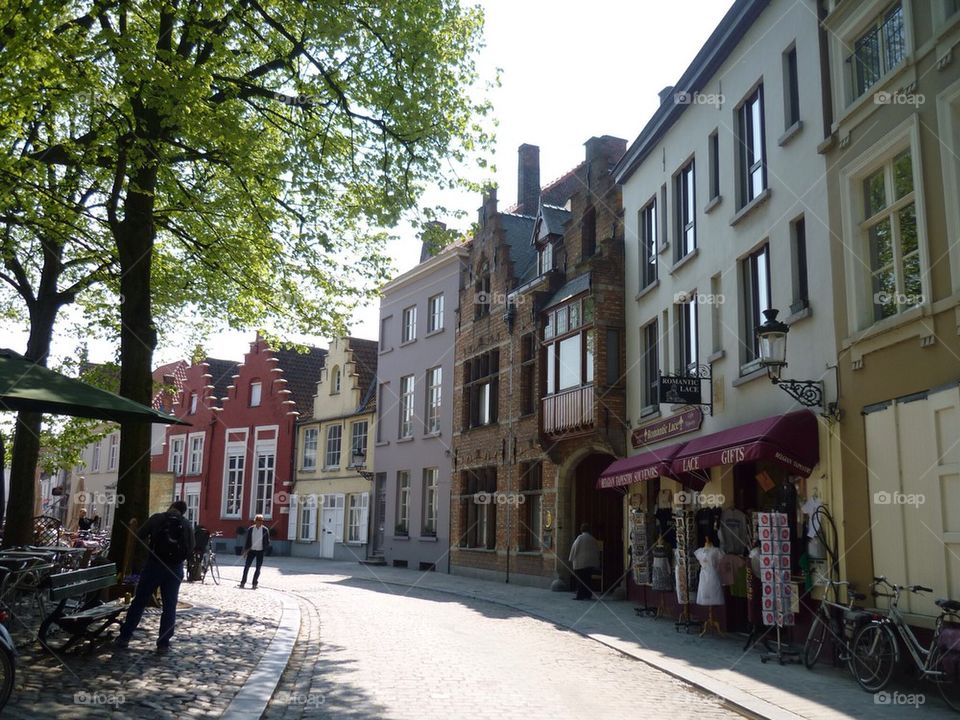 A peaceful walking street in Bruges