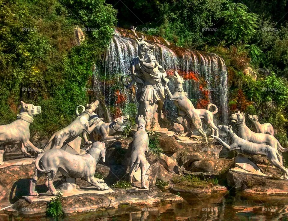 Caserta Palace Waterfall. Waterfall in the garden of Caserta Palace