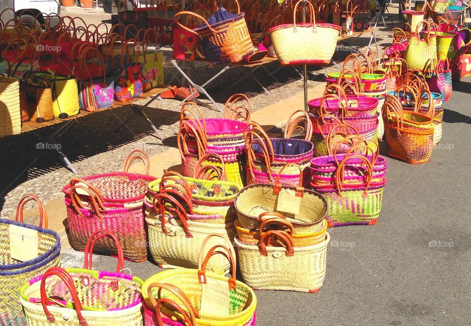 baskets on a market