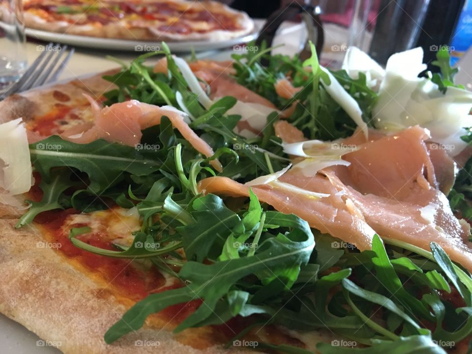 Salmon pizza for lunch?