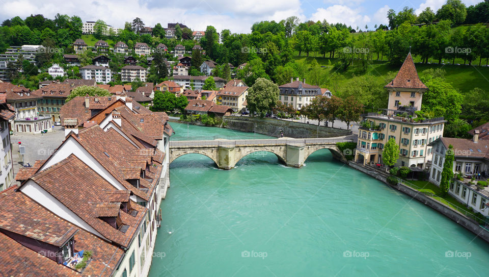 Old town city and river in bern, swiss