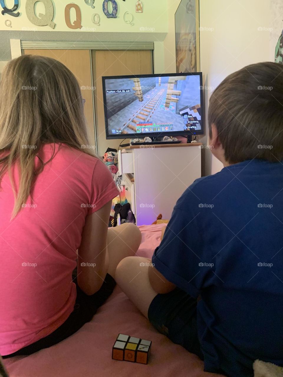 Kids playing video games