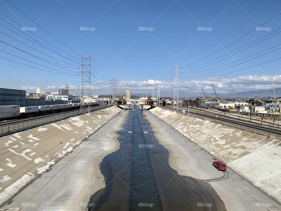 View of the Los Angeles River from the Seventh Street Bridge 