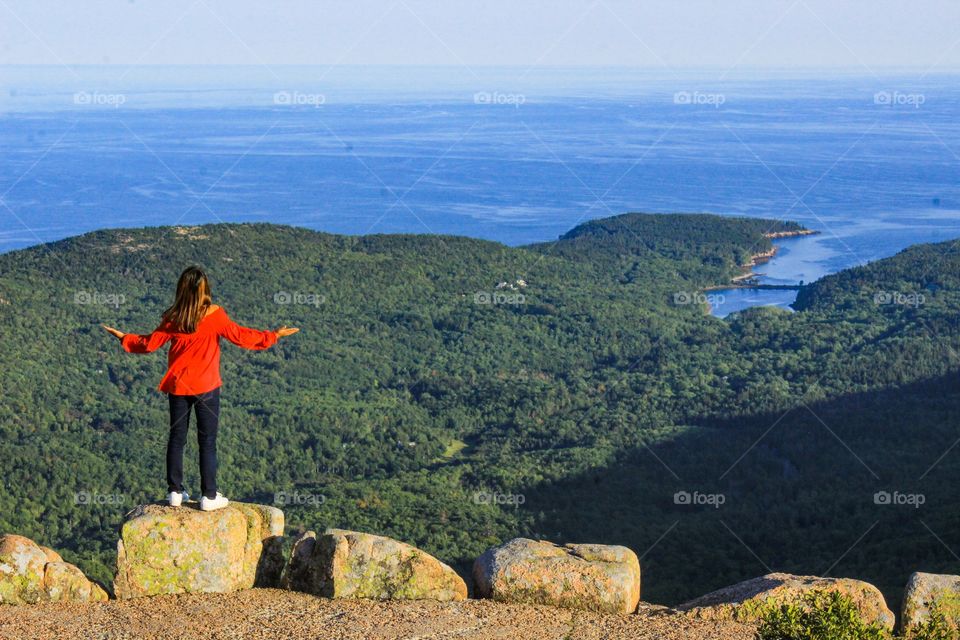 The Cadillac mountain view in Acadia National Park,Maine