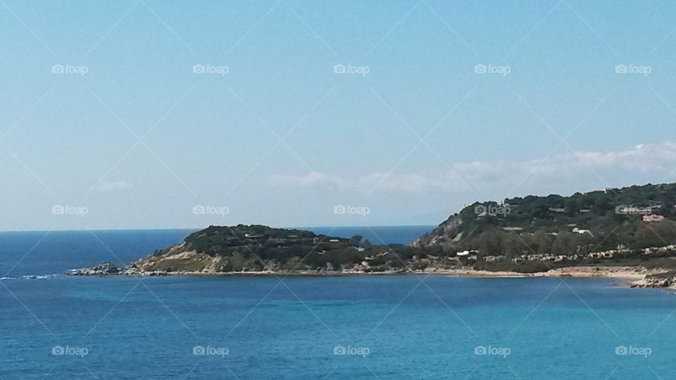 Panoramic view of South coast of Sardinia, Italy