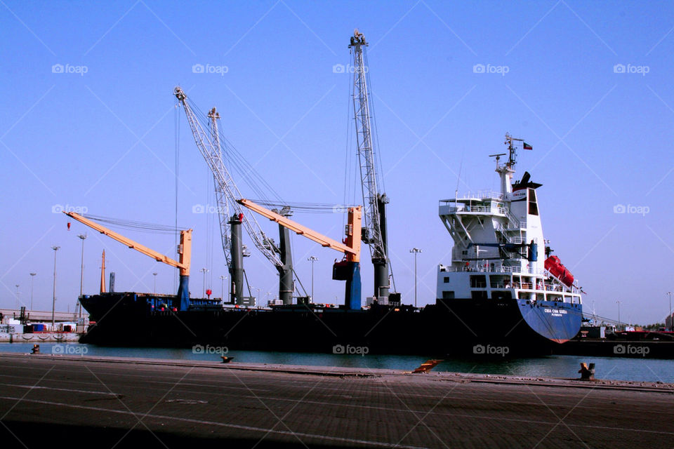 A Ship and the Cranes