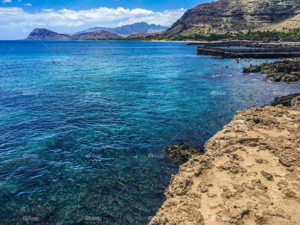 Brilliant blue water on Oahu, Hawaii’s West side.  