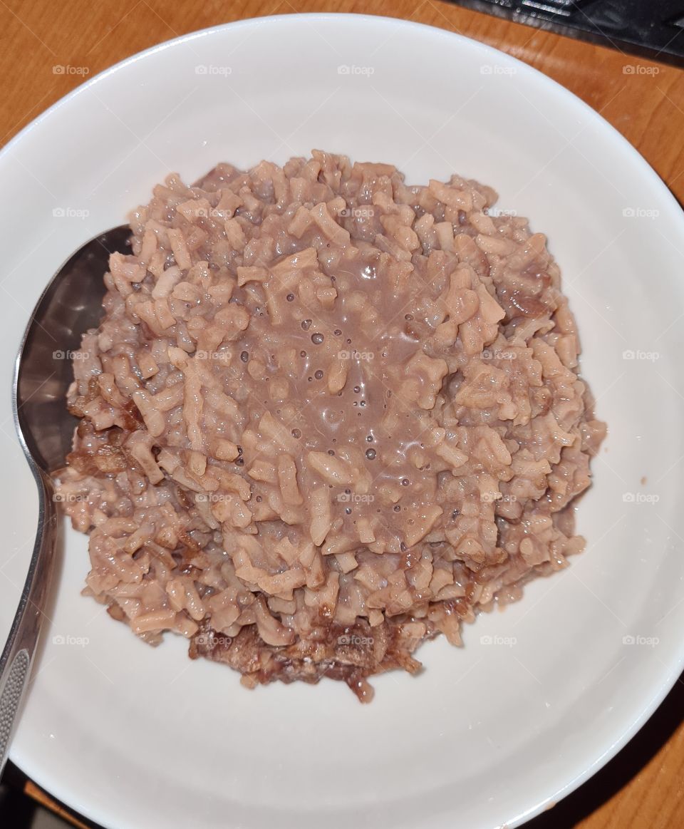 Rice with milk and cocoa