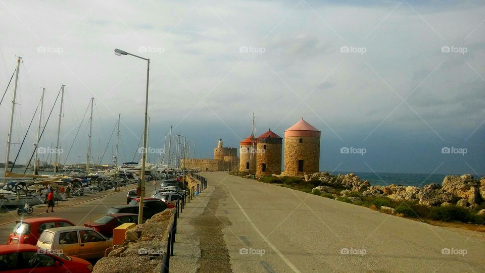 windmills, Rhodes, Greece