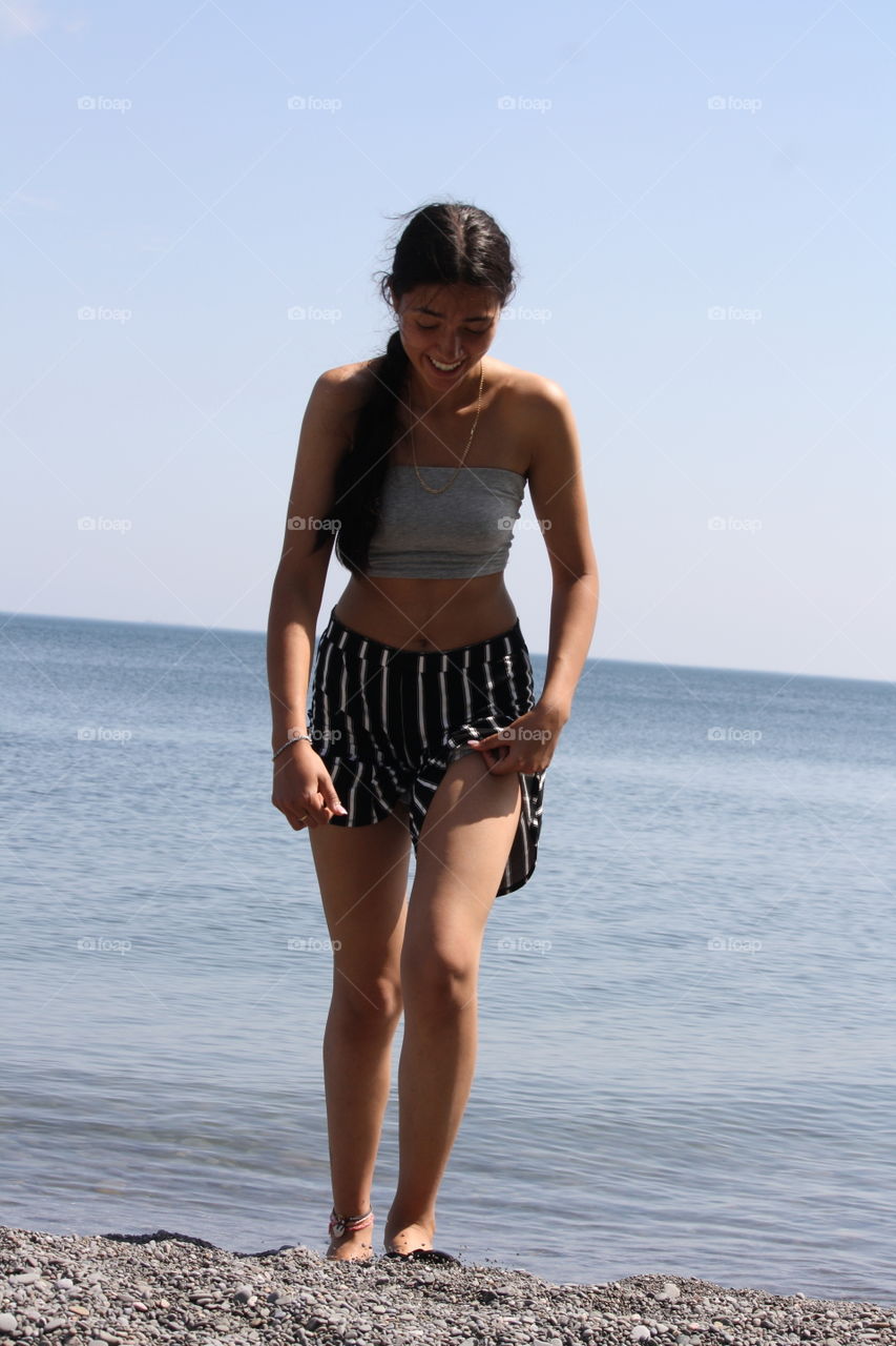 Happy teen on a beach