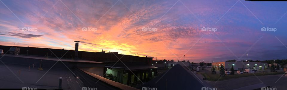Panorama of a super sun setting 
