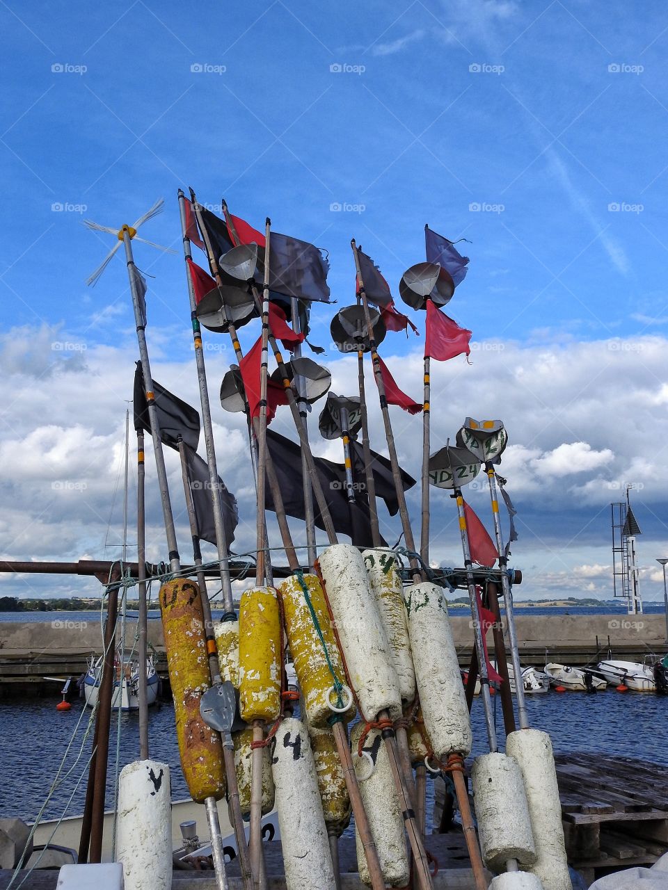 Flags blowing in the wind