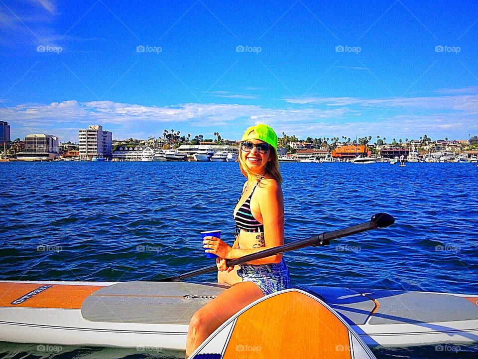 Paddle boarding in Huntington Beach 