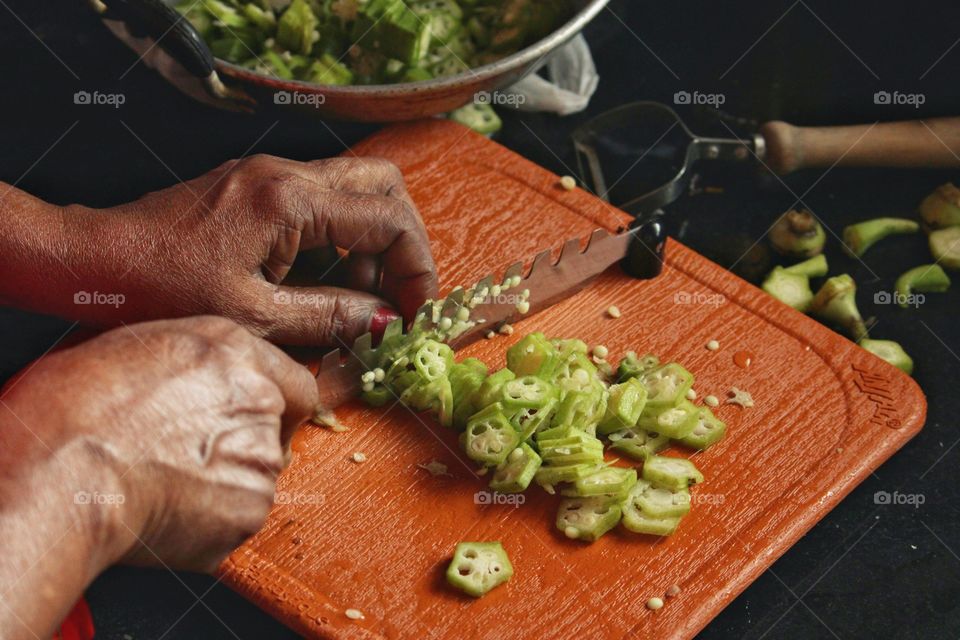 chopping vegetables