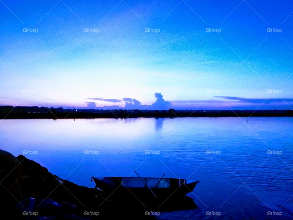 Sunset in lake