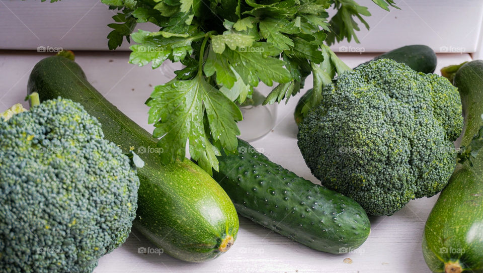 vegetables on a white background