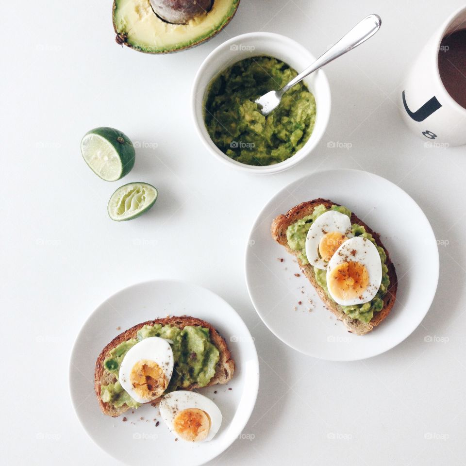 Healthy breakfast with avocado toast