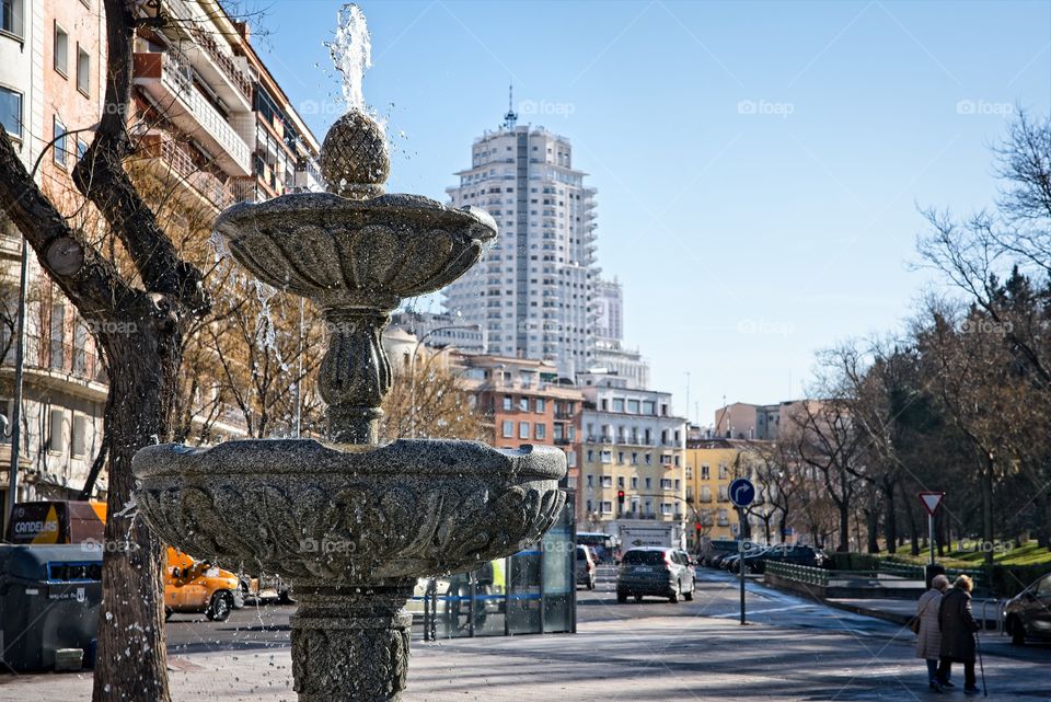 View of Spain Building from Paseo de Rosales, Madrid