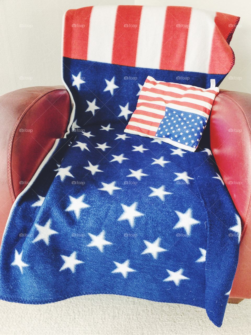 Stars and Stripes in a seat