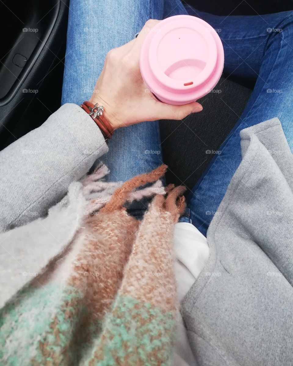 A coffee in the car