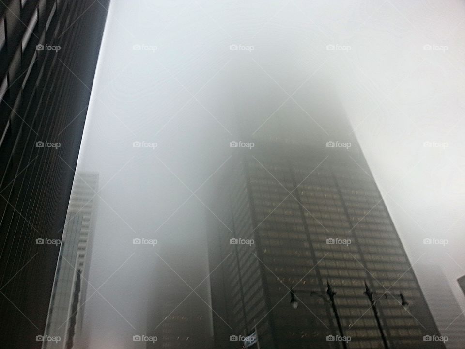 morning fog over a city