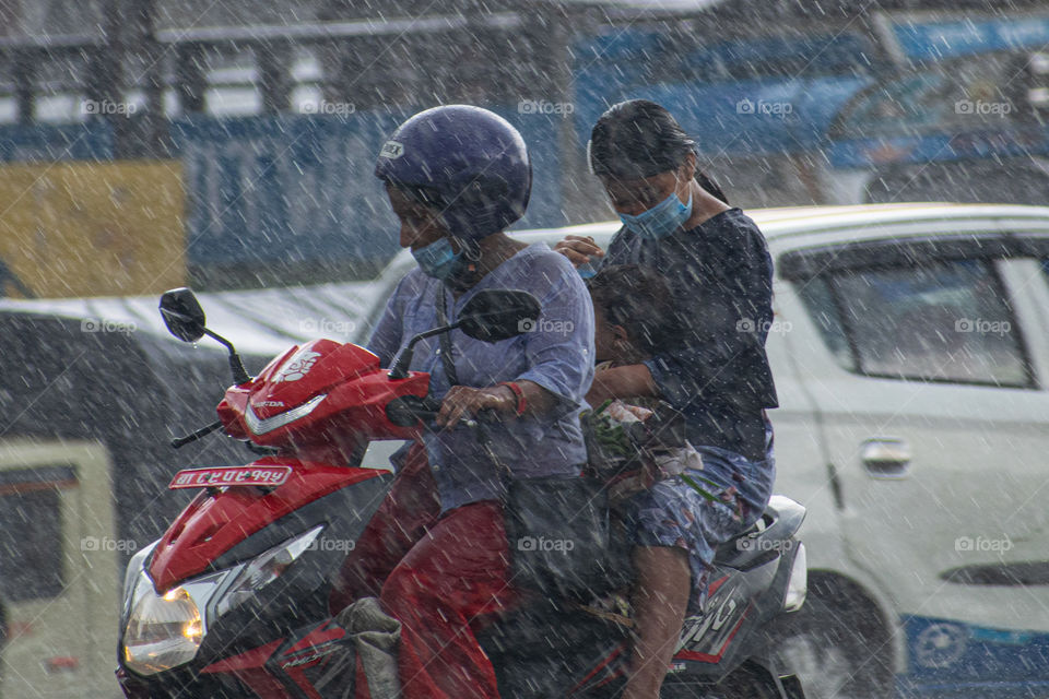 Riding scooter during rain