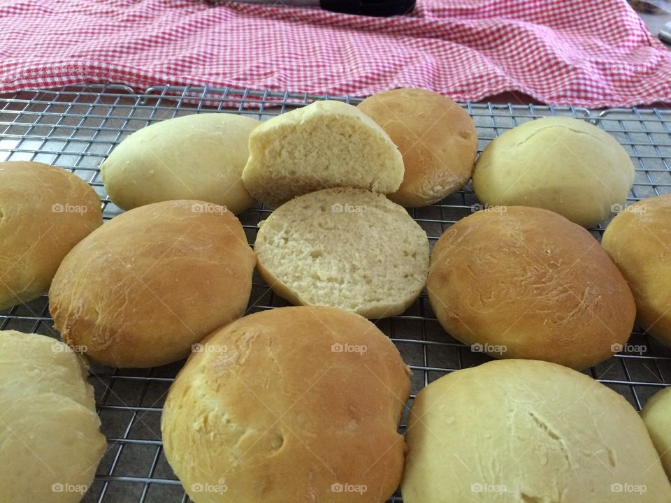 Homemade Buns. I made homemade hamburger buns for a party!