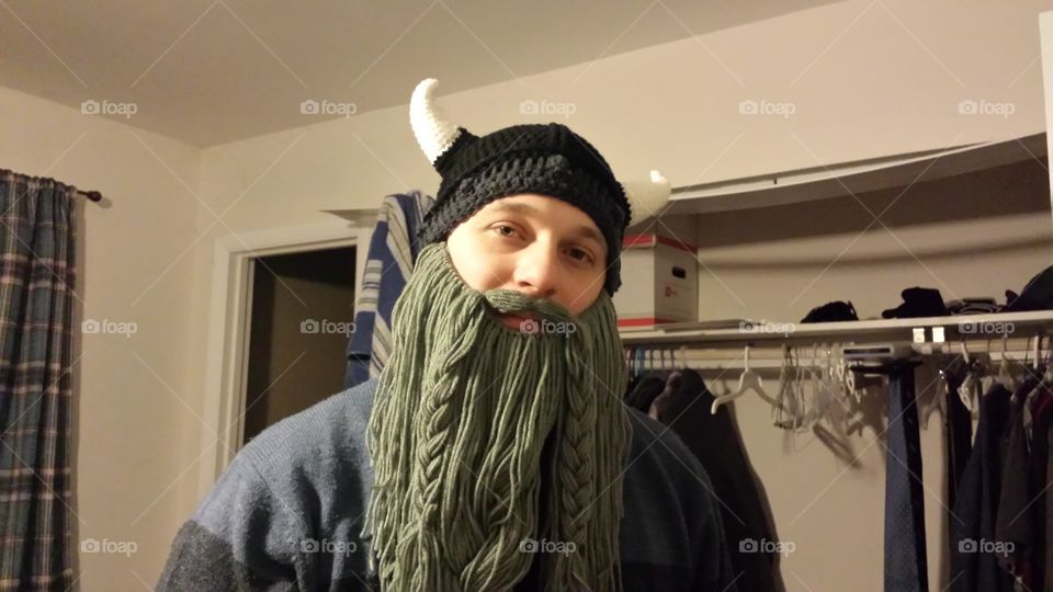 silly hat with fake beard