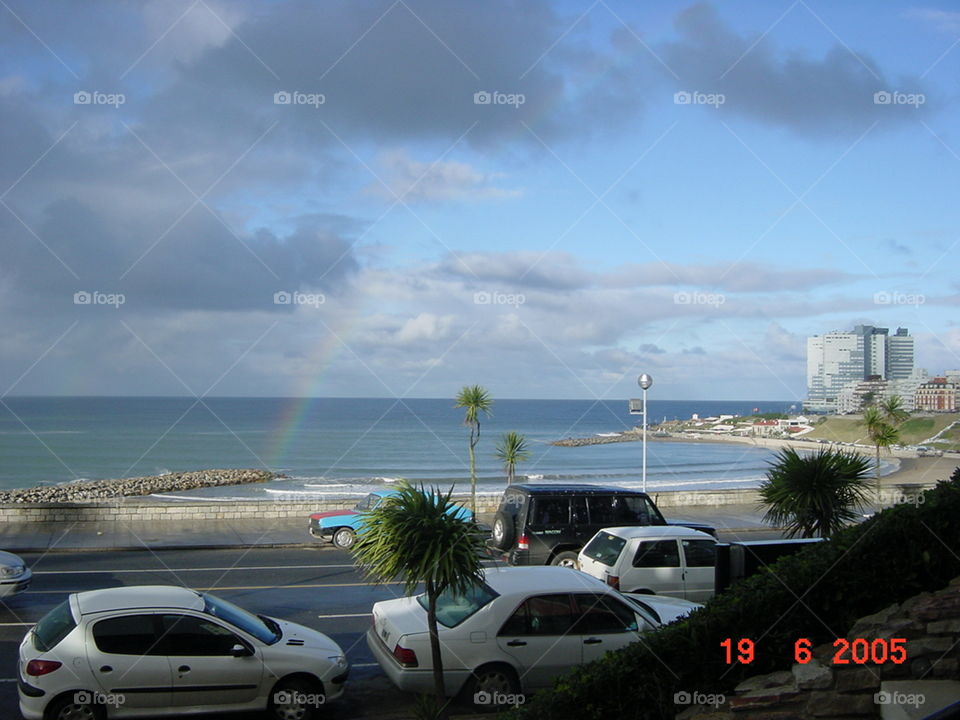 Rainbow in the beach. Mar del Plata . Argentina
