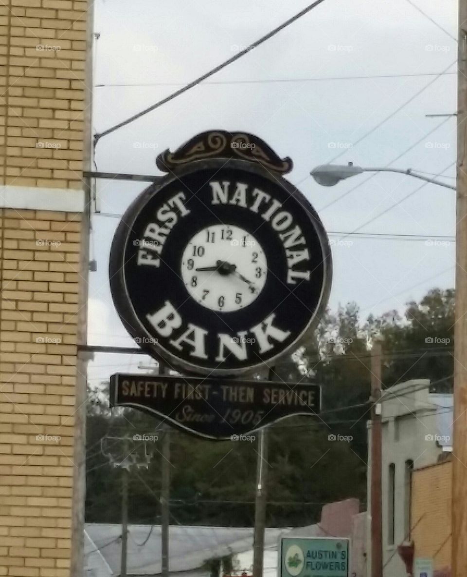 Old Clock on Old Bank 
