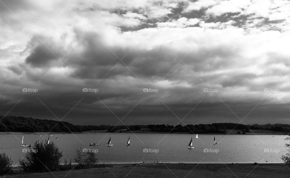 An atmospheric day at Bewl in Kent. The weather had a stormy edge. I think the black and white in this photo helps to portray this.