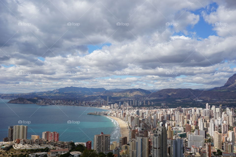 City#beach#mediterranean#buildings#mountains#landscape