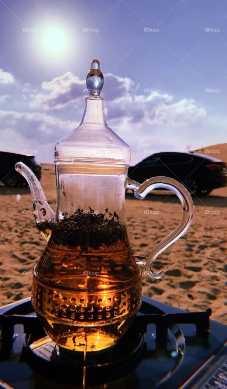A day at the desert π...My friends and I love spending our Sundays at the desert eating kebabs and drinking tea ...laughing at the embarrassing stuff we did the last week and that's the picture I took when as the tea bubbled up