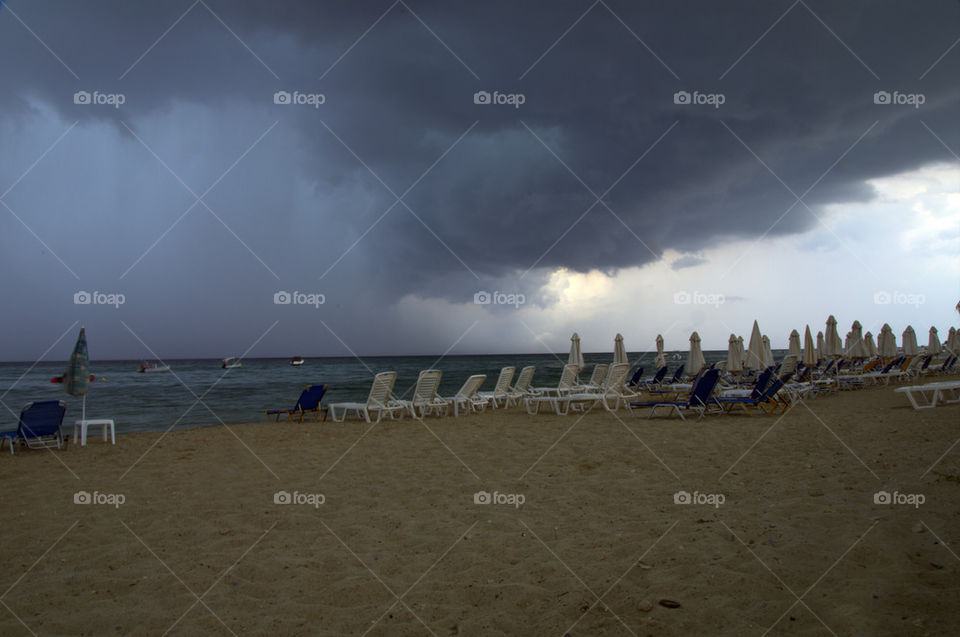 Bad weather on the beach