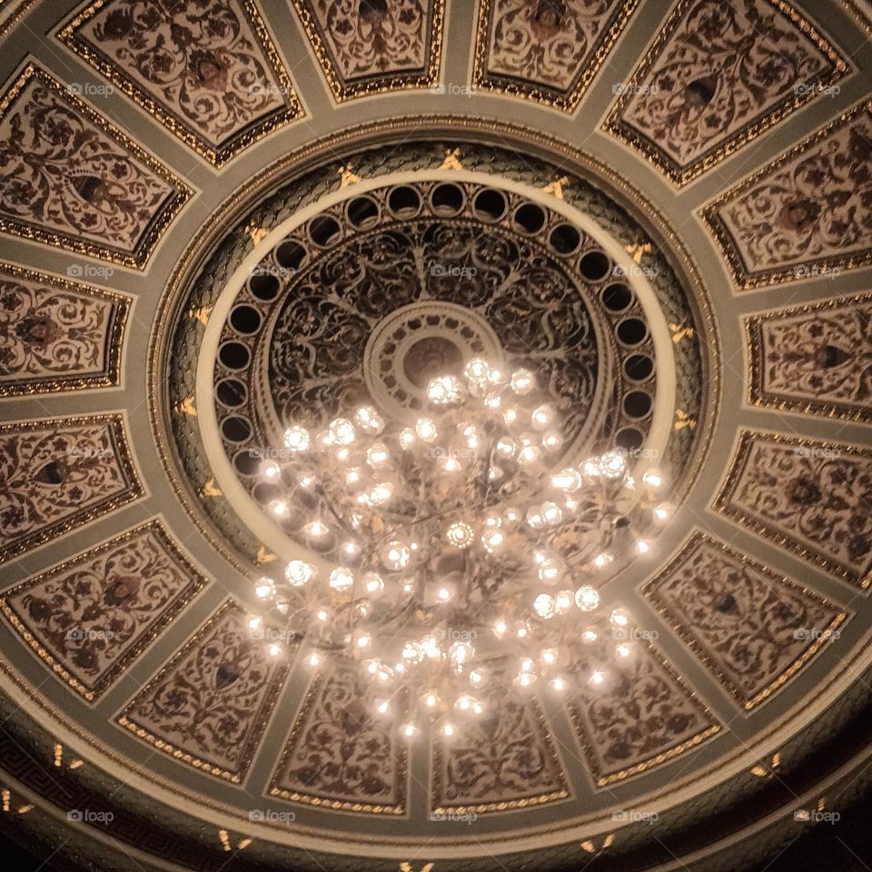 Latvian National Opera. Ceiling and Chandelier