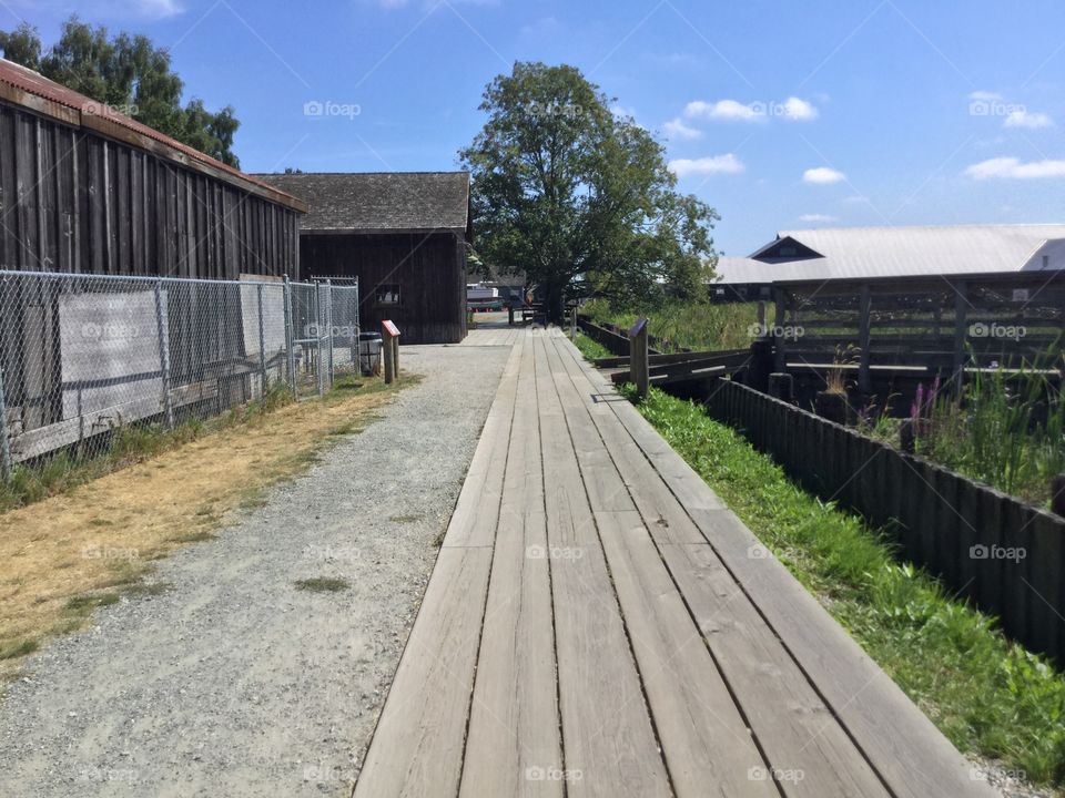 Boardwalk in the Historical Fishery in Brittania in Steveston, British Columbia, Canada 
