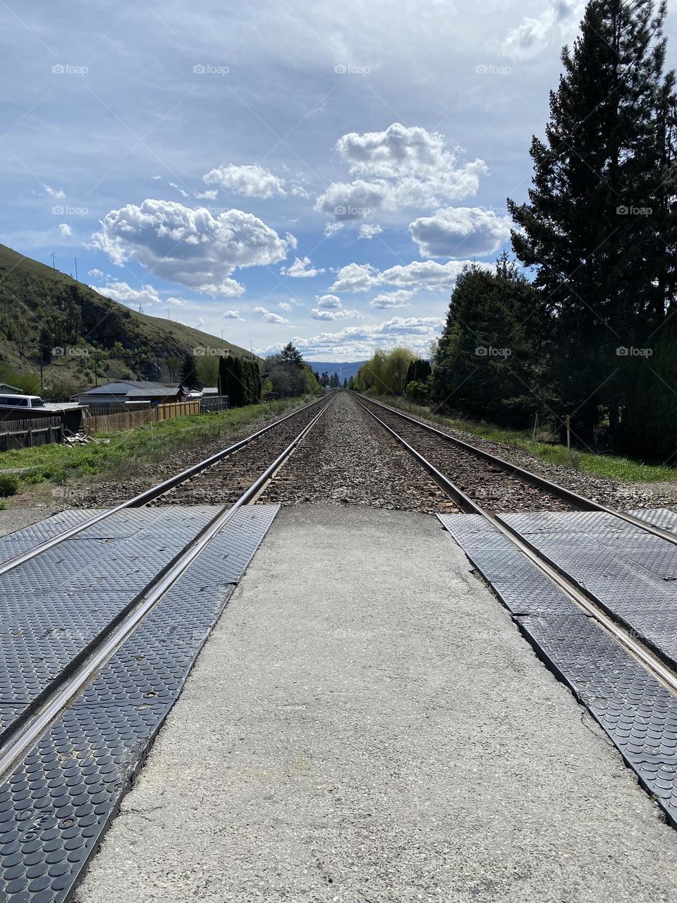 Small town railway with beautiful sky