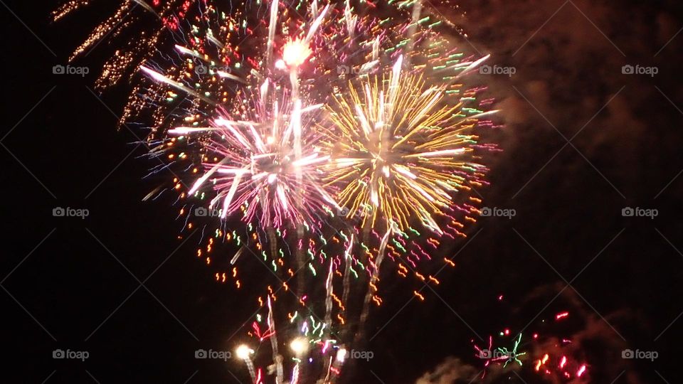Fireworks streamers long exposure 