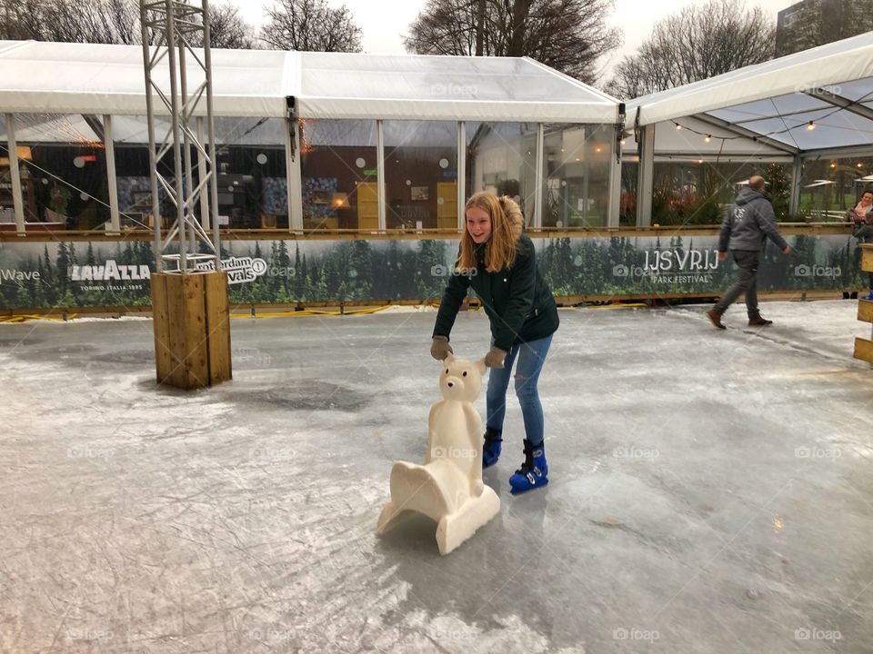 Having fun ice skating