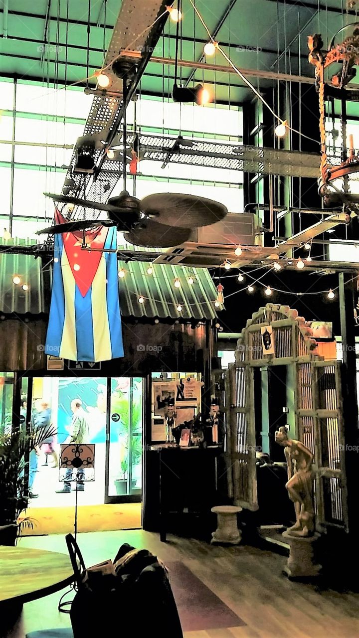 Interior of Cuban Restaurant and Wine Bar