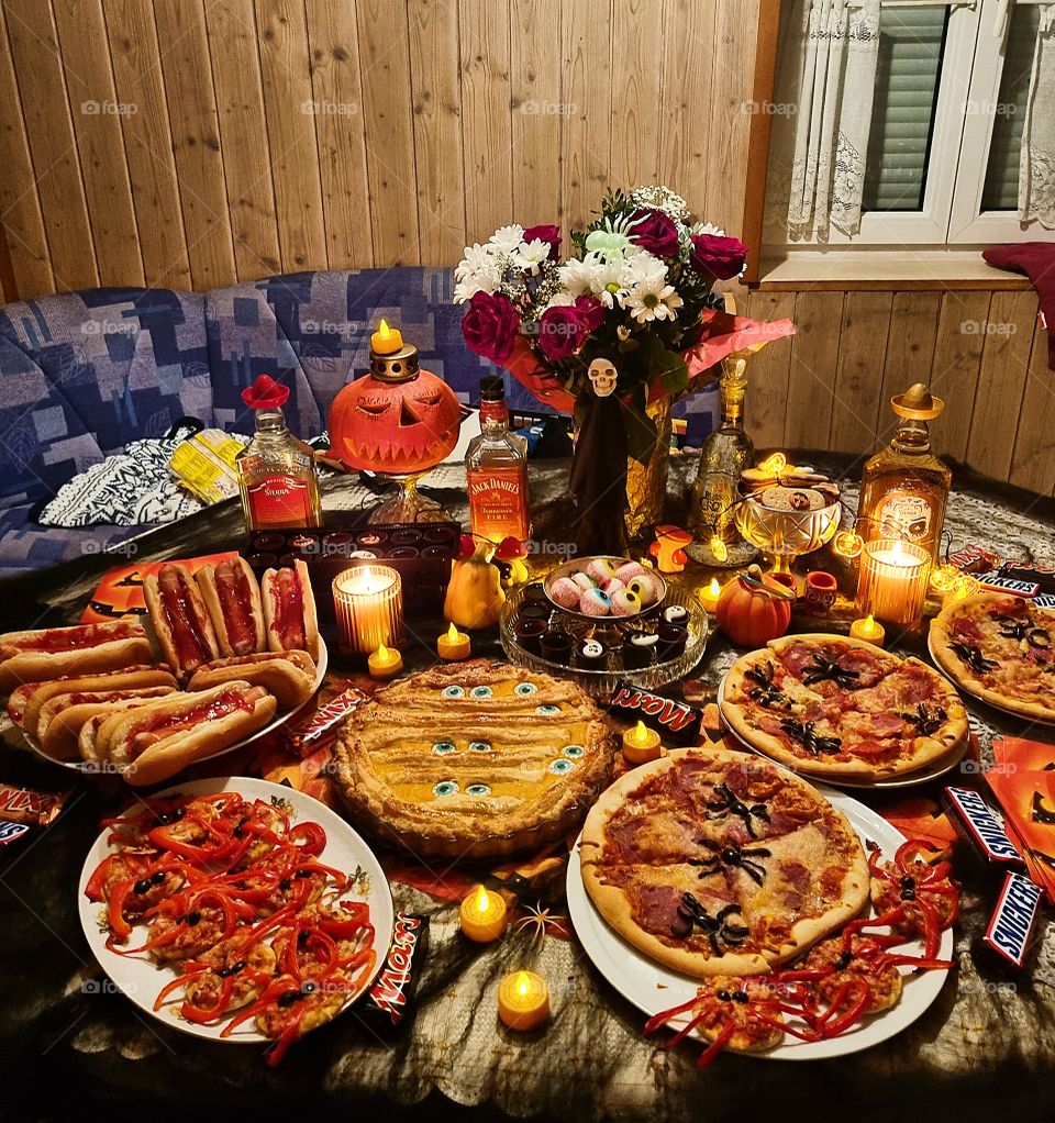 We had an early Halloween party because we don't all get the free weekend on the actual day. We had many home made treats and food. The decorations also looked amazing. Enjoy my Halloween party.