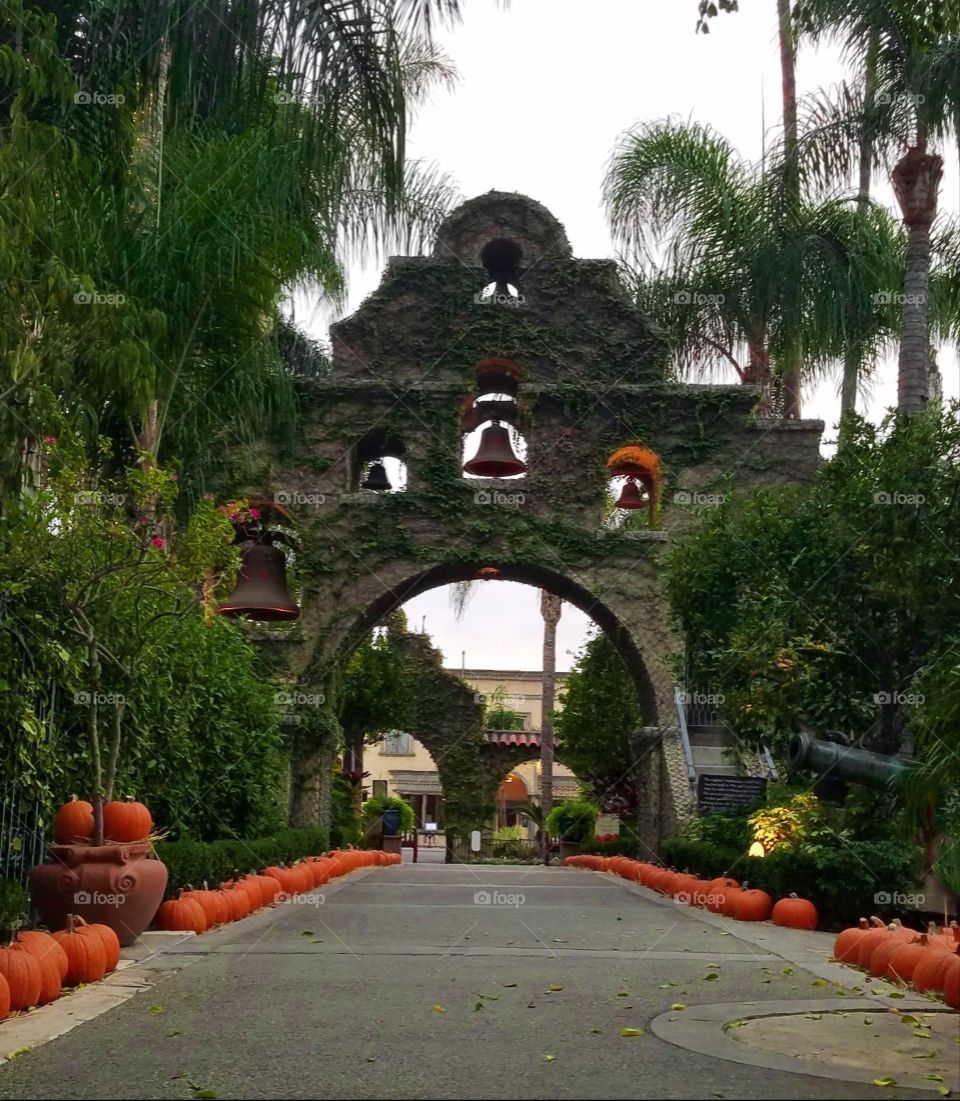 Mission Inn Arch With Pumpkins