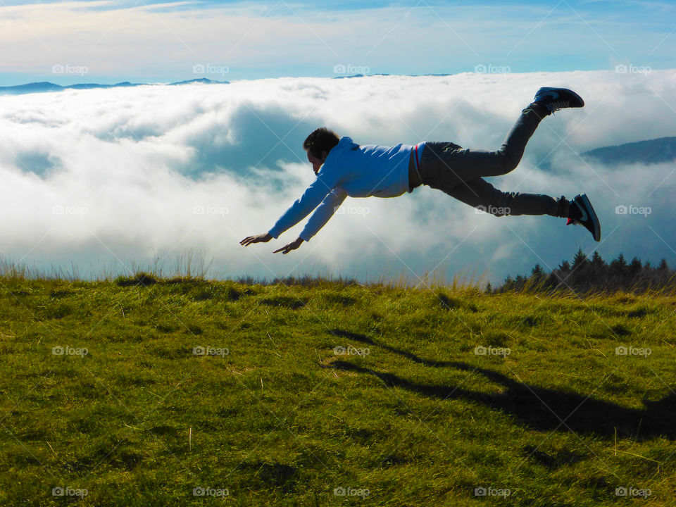 Diving of a Man into the nature 