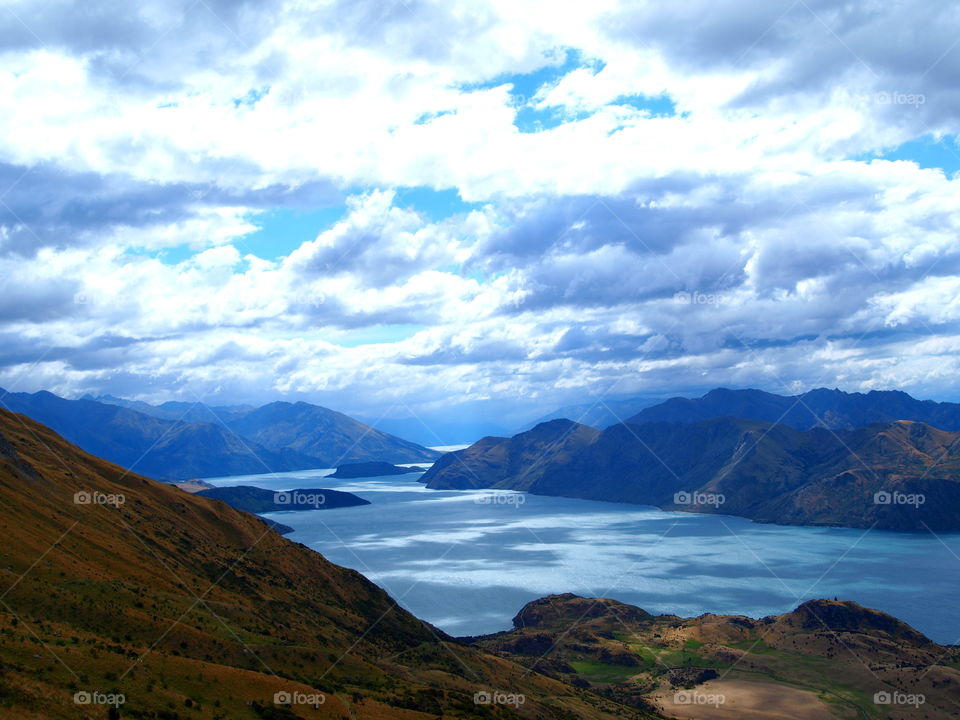 dark clouds on the mountains in wanaka, new Zealand