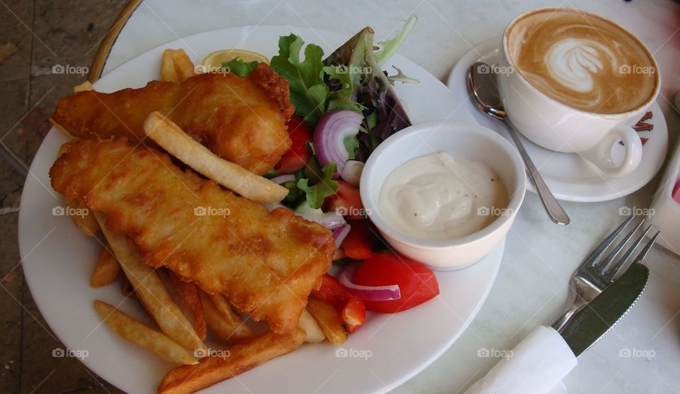 Fish & Chips in Cafe