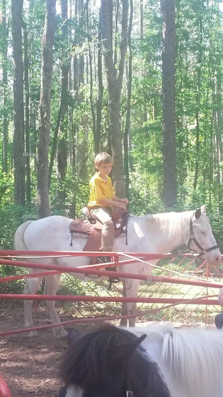 my son on a horse