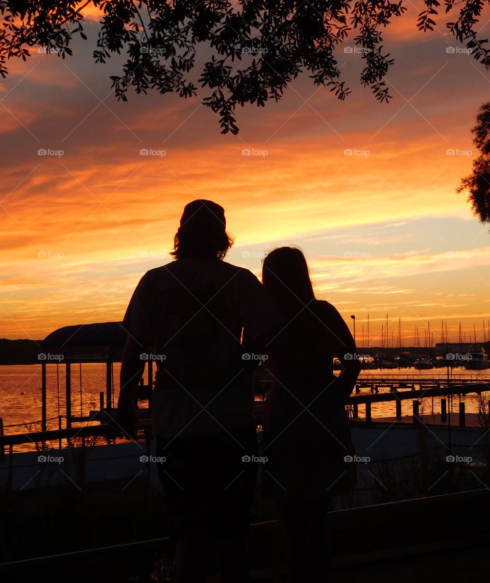 Amazing silhouette of a couple 