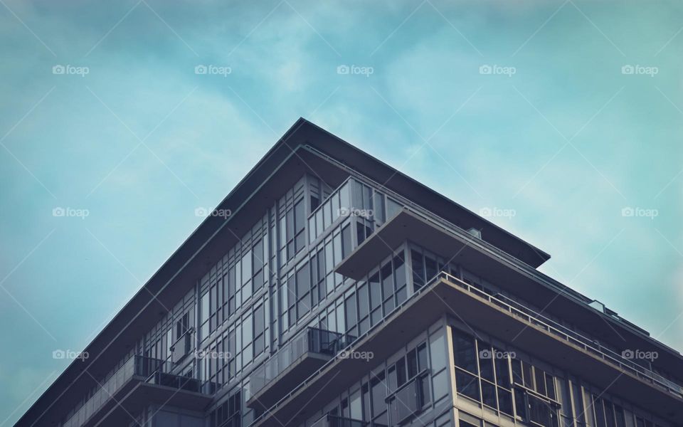 Modern Condo Architecture Blue Sky