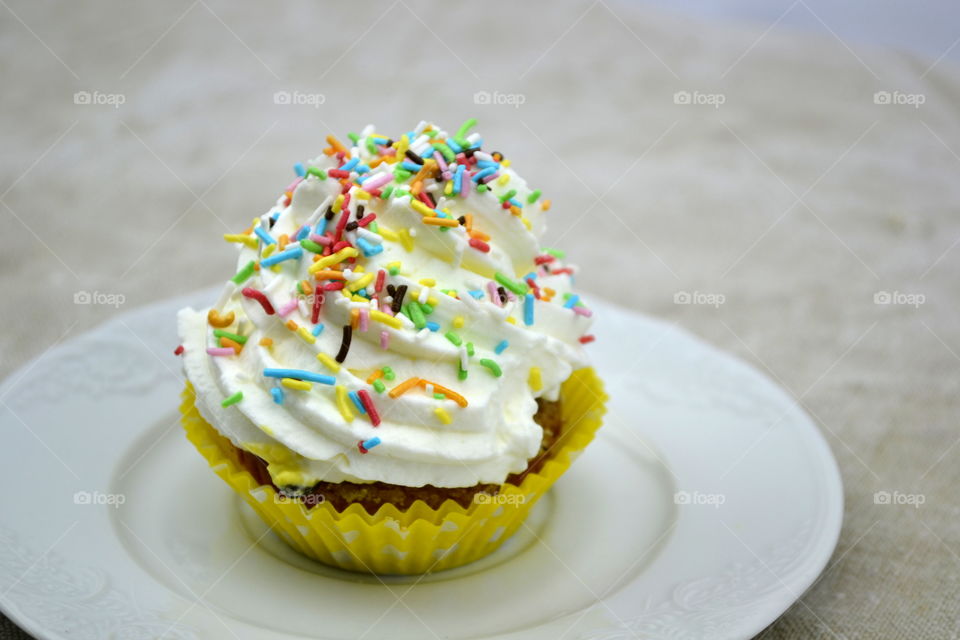 Close-up of cupcake in plate