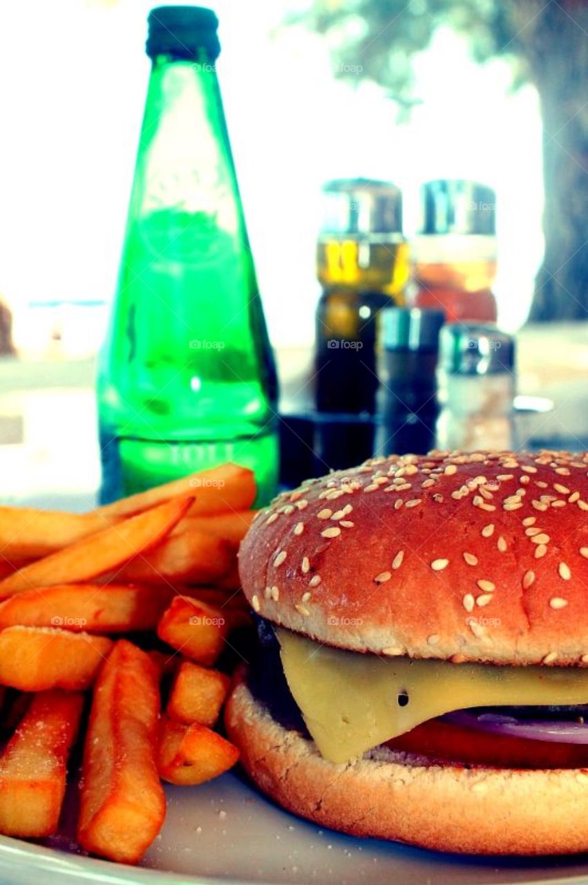 Hamburger at the beach